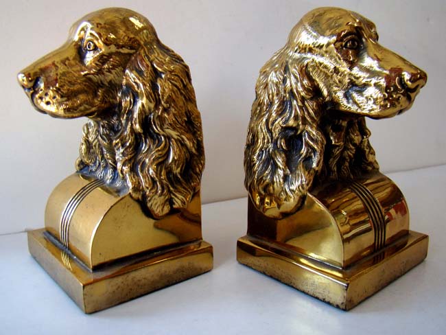 A pair of Springer Spaniel brass bookends by Jennings Brothers circa 1950